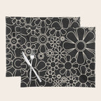 Minimal Retro Garden Flowers Contemporary Modern Black and Cream Pattern Placemat Gallery Image 1