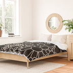 Minimal Retro Garden Flowers Contemporary Modern Black and Cream Pattern Duvet Cover Gallery Image 2