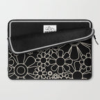 Minimal Retro Garden Flowers Contemporary Modern Black and Cream Pattern Laptop Sleeve Gallery Image 2