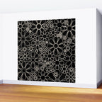Minimal Retro Garden Flowers Contemporary Modern Black and Cream Pattern Wall Mural Gallery Image 2