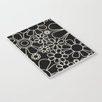 Minimal Retro Garden Flowers Contemporary Modern Black and Cream Pattern Notebook Gallery Image 3
