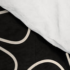 Minimal Retro Garden Flowers Contemporary Modern Black and Cream Pattern Comforter Gallery Image 4
