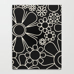 Minimal Retro Garden Flowers Contemporary Modern Black and Cream Pattern Notebook Gallery Image 4