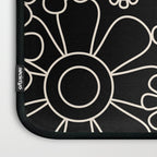 Minimal Retro Garden Flowers Contemporary Modern Black and Cream Pattern Laptop Sleeve Gallery Image 3
