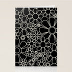 Minimal Retro Garden Flowers Contemporary Modern Black and Cream Pattern Stationery Card Gallery Image 2