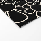 Minimal Retro Garden Flowers Contemporary Modern Black and Cream Pattern Welcome Mat Gallery Image 2
