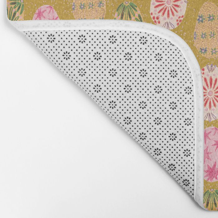 Colorful Folk Art Easter Eggs in Sandy Brown & Pink Bath Mat Gallery Image 2