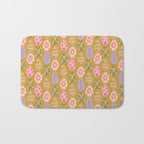 Colorful Folk Art Easter Eggs in Sandy Brown & Pink Bath Mat Gallery Image 1
