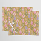 Colorful Folk Art Easter Eggs in Sandy Brown & Pink Placemat Gallery Image 1