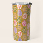 Colorful Folk Art Easter Eggs in Sandy Brown & Pink Travel Mug Gallery Image 2