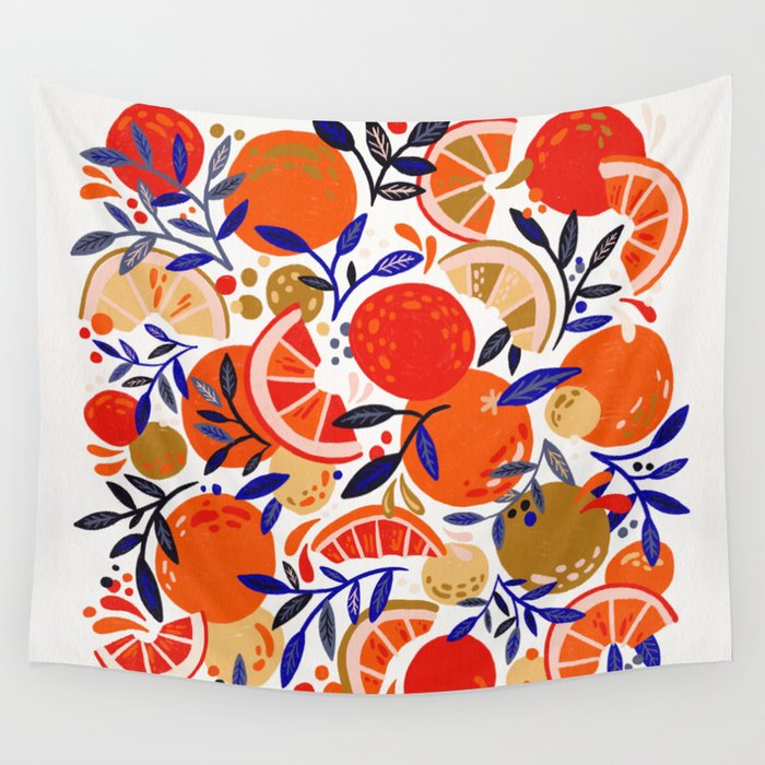 Fresh Citrus Mesh - White Wall Tapestry Gallery Image 1