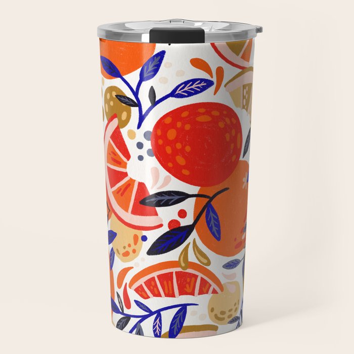 Fresh Citrus Mesh - White Travel Mug Gallery Image 1