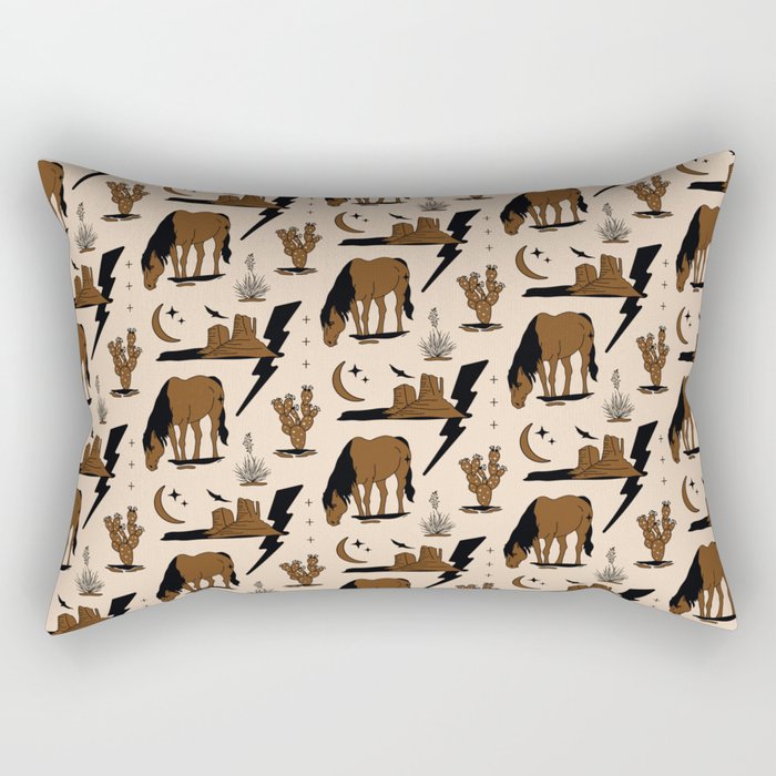 Electric Oasis - Black, Brown & Tan Rectangular Pillow Gallery Image 1