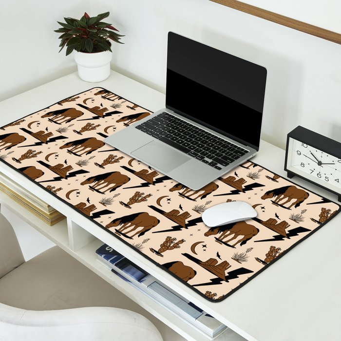 Electric Oasis - Black, Brown & Tan Desk Mat Gallery Image 2