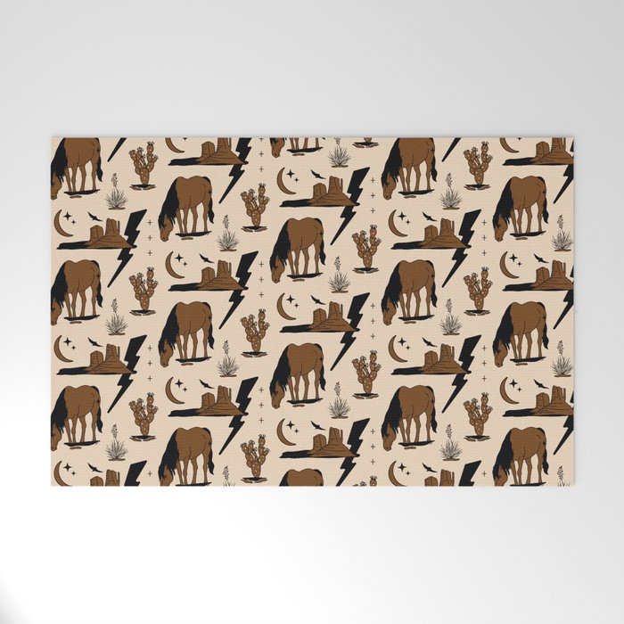 Electric Oasis - Black, Brown & Tan Welcome Mat Gallery Image 1