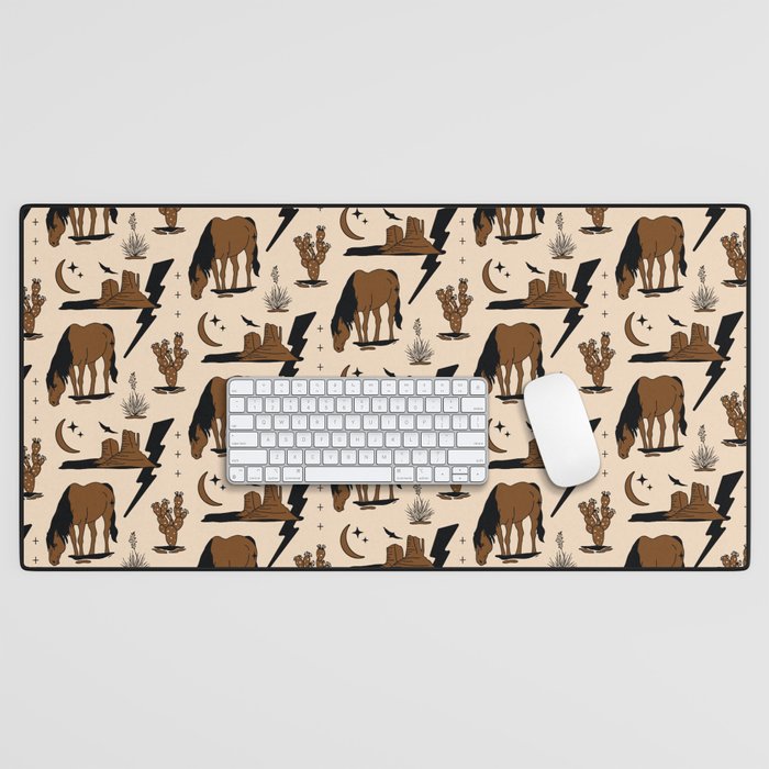 Electric Oasis - Black, Brown & Tan Desk Mat Gallery Image 1