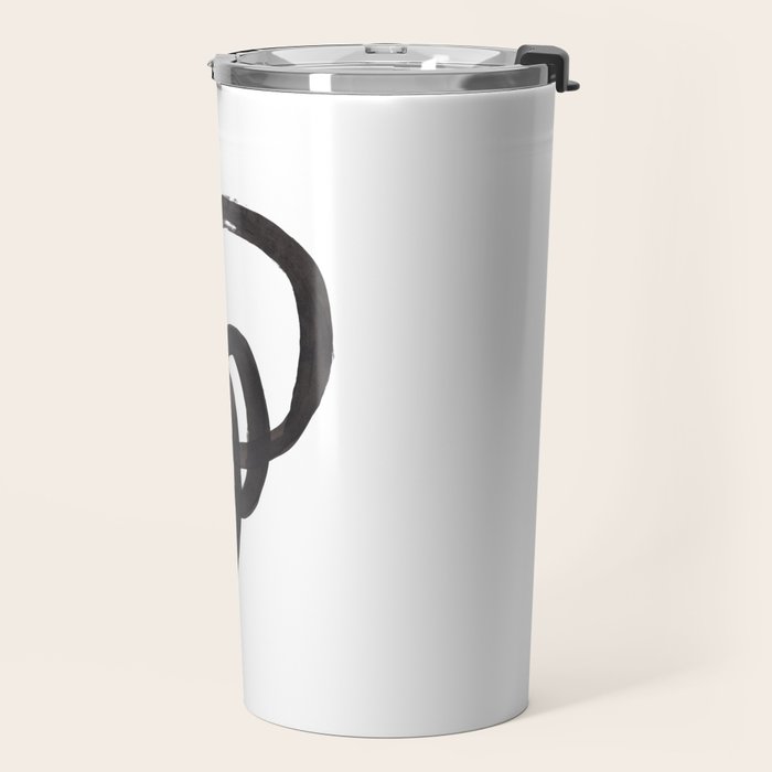 'And I Op' Minimalist Ink Line Drawing Abstract Black Brush Strokes Modern Funky Maze by Ejaaz Haniff  Travel Mug Gallery Image 2