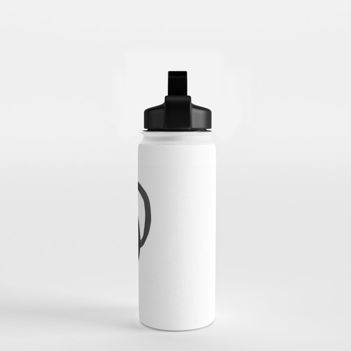 'And I Op' Minimalist Ink Line Drawing Abstract Black Brush Strokes Modern Funky Maze by Ejaaz Haniff  Water Bottle Gallery Image 2