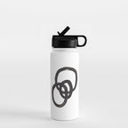 'And I Op' Minimalist Ink Line Drawing Abstract Black Brush Strokes Modern Funky Maze by Ejaaz Haniff  Water Bottle Gallery Image 1