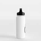 'And I Op' Minimalist Ink Line Drawing Abstract Black Brush Strokes Modern Funky Maze by Ejaaz Haniff  Water Bottle Gallery Image 3