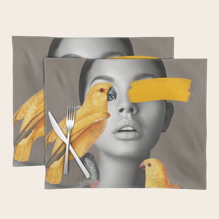 Girl with Parrots Placemat Gallery Image 1