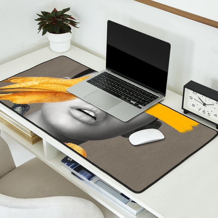 Girl with Parrots Desk Mat Gallery Image 2