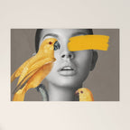 Girl with Parrots Welcome Mat Gallery Image 1