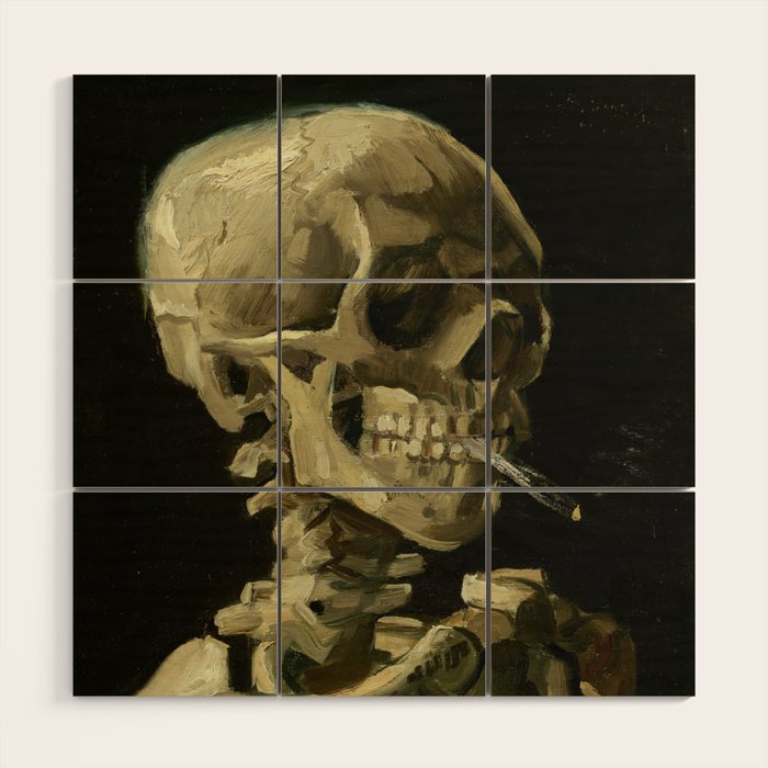 Vincent van Gogh - Skull of a Skeleton with Burning Cigarette Wood Wall Art Gallery Image 1