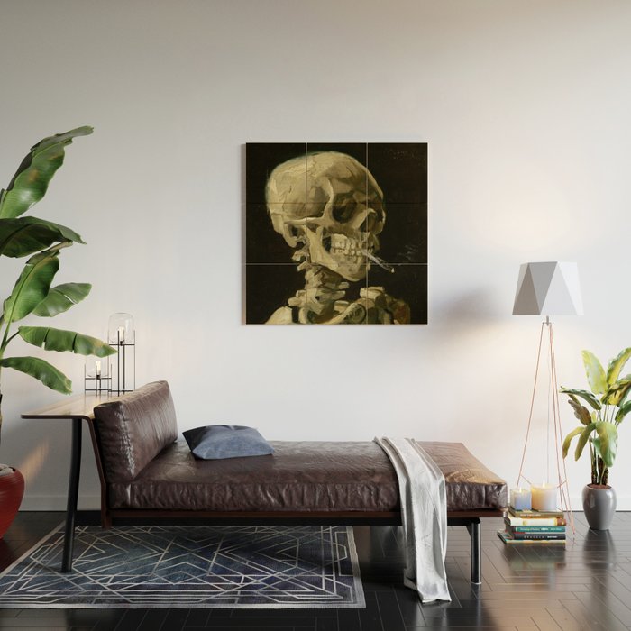 Vincent van Gogh - Skull of a Skeleton with Burning Cigarette Wood Wall Art Gallery Image 2