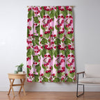 Lush Cherry Orchard Sweet Summer Fruits On Pink Stripes Window Curtain Gallery Image 5