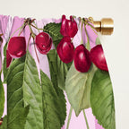 Lush Cherry Orchard Sweet Summer Fruits On Pink Stripes Window Curtain Gallery Image 2