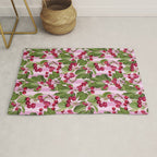 Lush Cherry Orchard Sweet Summer Fruits On Pink Stripes Rug Gallery Image 1