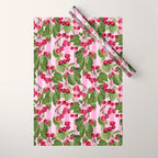 Lush Cherry Orchard Sweet Summer Fruits On Pink Stripes Wrapping Paper Gallery Image 1