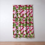 Lush Cherry Orchard Sweet Summer Fruits On Pink Stripes Window Curtain Gallery Image 3
