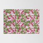 Lush Cherry Orchard Sweet Summer Fruits On Pink Stripes Rug Gallery Image 2