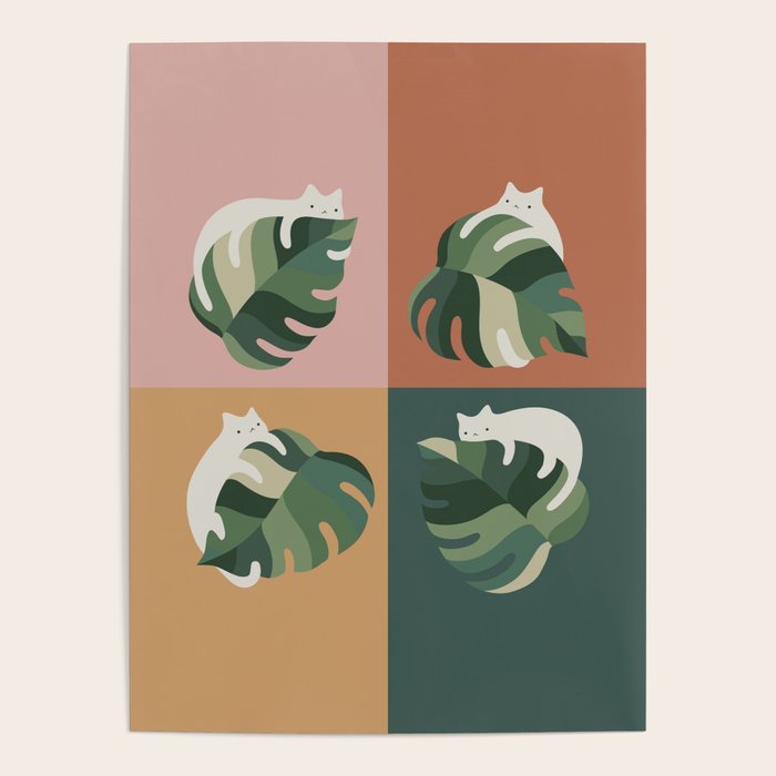 Cat and Leaf 2x2 Poster Gallery Image 1