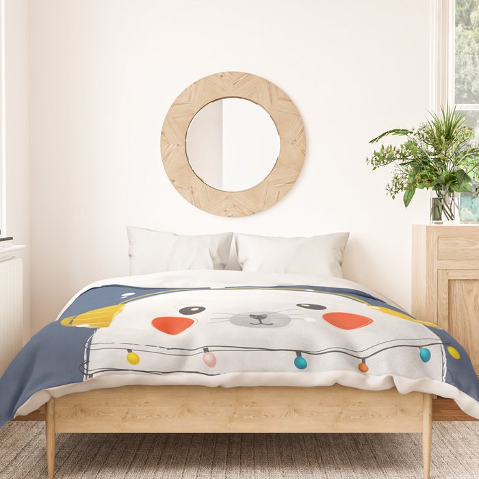 Christmas Baby Seal with fairy lights Duvet Cover Gallery Image 3