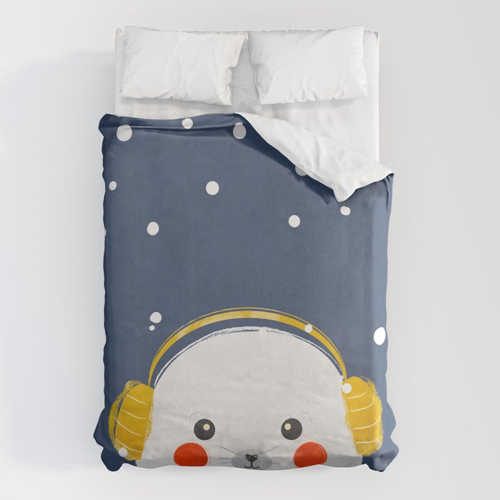 Christmas Baby Seal with fairy lights Duvet Cover Gallery Image 6