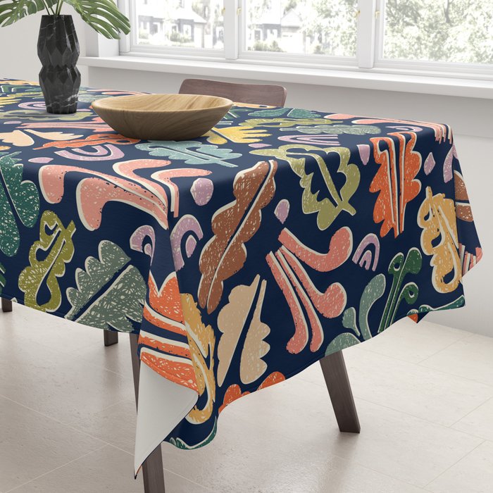 Block print leaves pattern Tablecloth Gallery Image 3