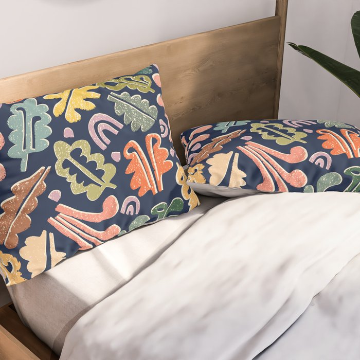 Block print leaves pattern Pillow Sham Gallery Image 2