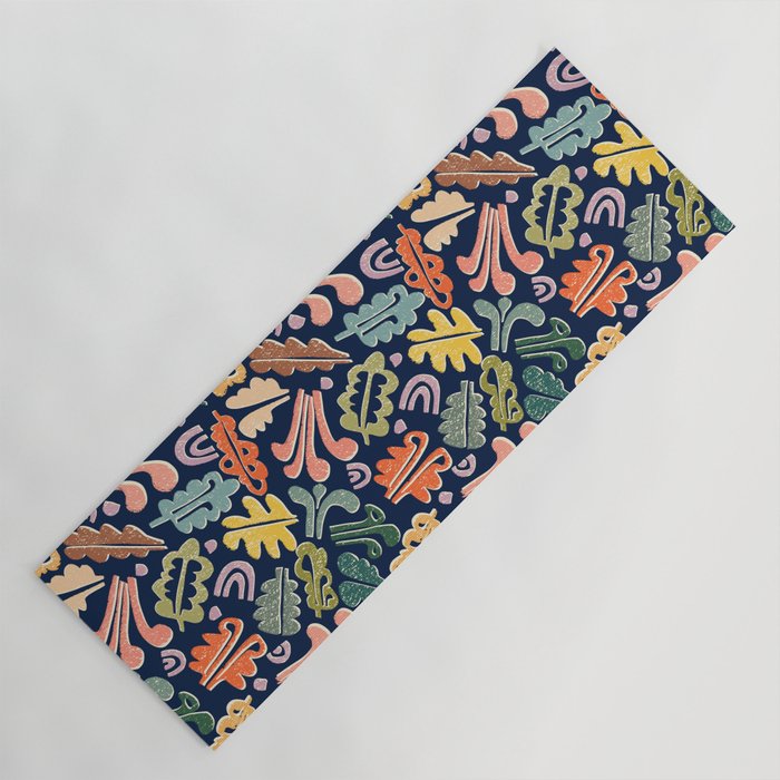 Block print leaves pattern Yoga Mat Gallery Image 1