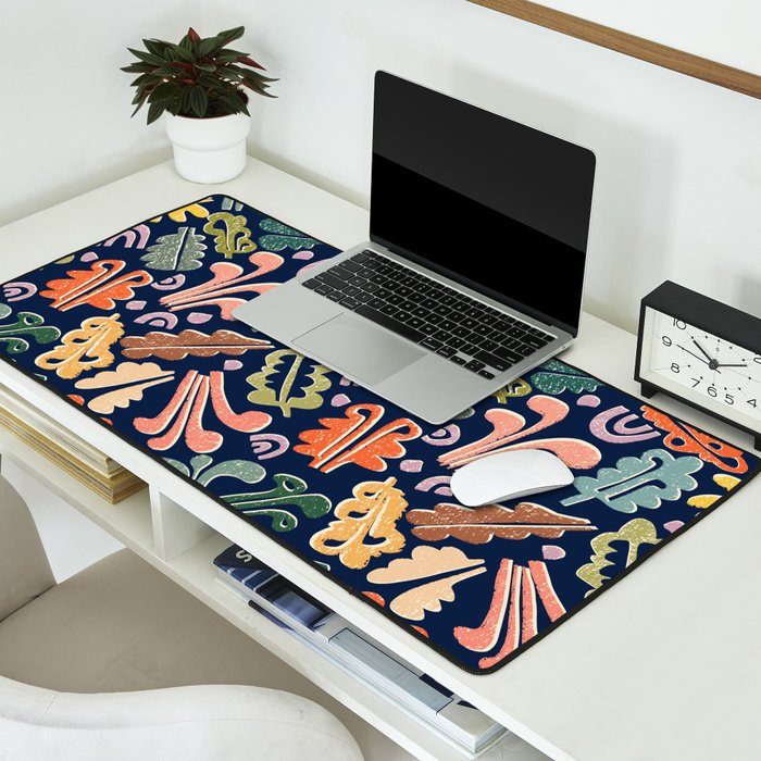 Block print leaves pattern Desk Mat Gallery Image 2
