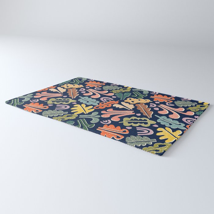 Block print leaves pattern Rug Gallery Image 3