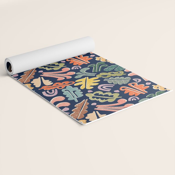Block print leaves pattern Yoga Mat Gallery Image 2