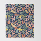 Block print leaves pattern Throw Blanket Gallery Image 2
