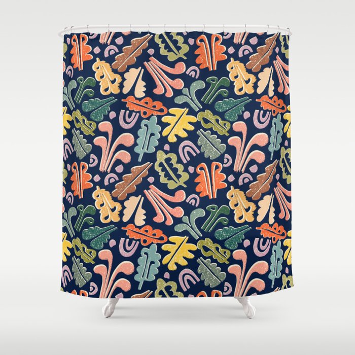 Block print leaves pattern Shower Curtain Gallery Image 1