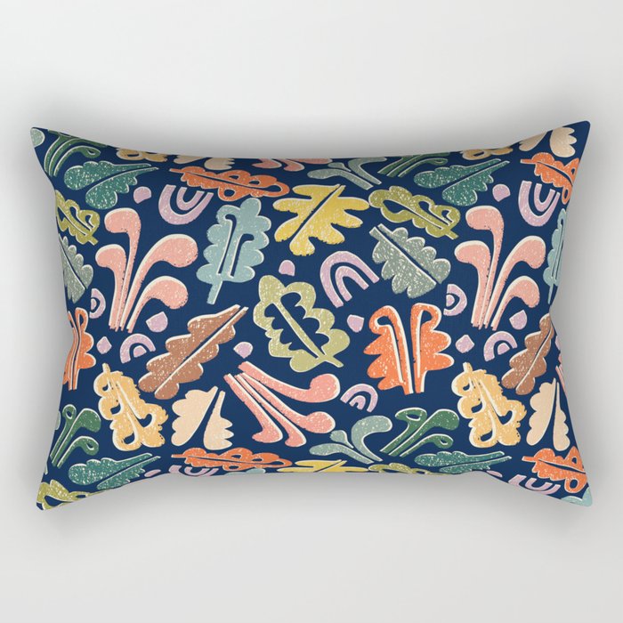 Block print leaves pattern Rectangular Pillow Gallery Image 2