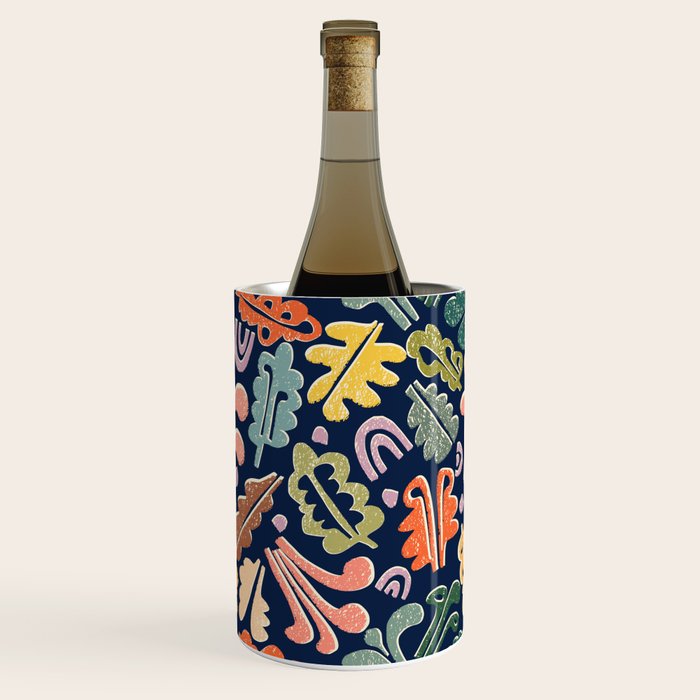 Block print leaves pattern Wine Chiller Gallery Image 1