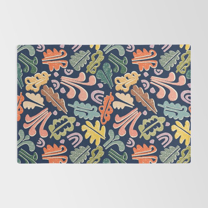 Block print leaves pattern Rug Gallery Image 2