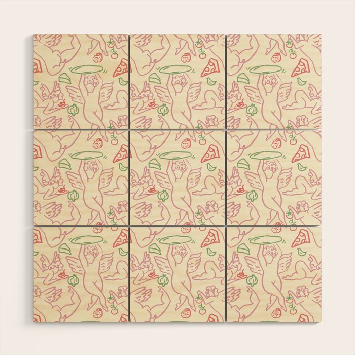 PIZZA CHERUBS Wood Wall Art Gallery Image 1